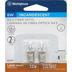 Westinghouse 6 W G4-1/2 Specialty Incandescent Bulb E10 (Mini-Screw) White 2 pk