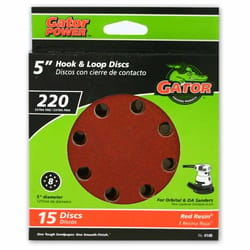 Gator 5 in. Aluminum Oxide Hook and Loop Sanding Disc 220 Grit Extra Fine 15 pk