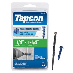 Tapcon 1/4 in. D X 1-1/4 in. L Steel Hex Head Concrete Screw Anchor 75 pk