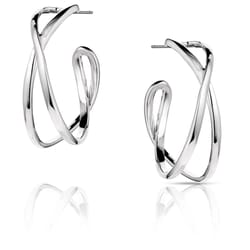 Montana Silversmiths Women's Daring Crossed Hoop Silver Earrings Water Resistant