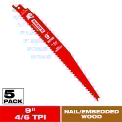 Diablo 9 in. Bi-Metal Nail-Embedded Wood Reciprocating Saw Blade 4/6 TPI 5 pc