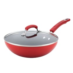 Rachael Ray Aluminum Stir Fry Pan 11 in. Red