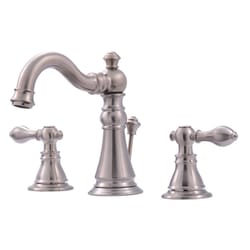 Ultra Faucets Signature Brushed Nickel Traditional Widespread Bathroom Sink Faucet 6-10 in.