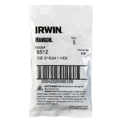 Irwin Hanson High Carbon Steel SAE Hexagon Die 3/16 in. 1 pc