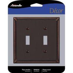 Amerelle Imperial Bead Aged Bronze 2 gang Die-Cast Metal Toggle Wall Plate 1 pk