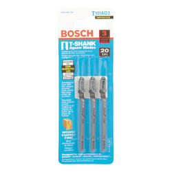 Bosch 3 in. Metal T-Shank Pointed teeth and ground Jig Saw Blade 20 TPI 3 pk