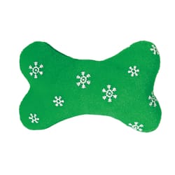 Zanies Green Plush Blizzard Bone Dog Toy Small 1 pk