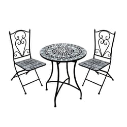 Alpine 3 pc Gray Metal Mosaic Bistro Set