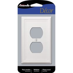 Amerelle Chelsea White 2 gang Stamped Steel Duplex Outlet Wall Plate 1 pk