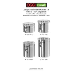 OGGI Silver Clamp Canister Set 4 pk