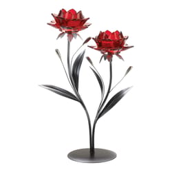 Gallery of Light 14.5 in. H X 4.75 in. L Gray/Red Glass/Iron Candle Holder