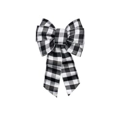 Holiday Trims Black/White Plaid 7 Loop Christmas Bow 14 in.