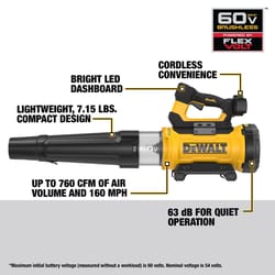 DeWalt 60V MAX DCBL777B 160 mph 760 CFM 60 V Battery Handheld Blower Tool Only