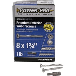 HILLMAN Power Pro No. 8 Ga. X 1-3/4 in. L Stainless Steel Star Flat Head Exterior Deck Screws 1 lb 1