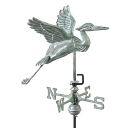 Good Directions Blue Verde Brass/Copper 26 in. Blue Heron Weathervane For Garden Pole