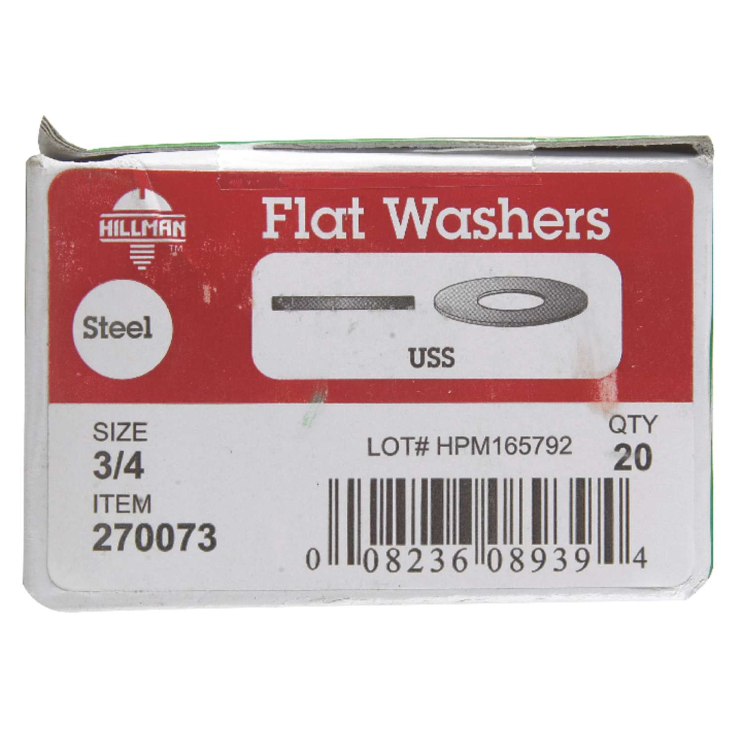 HIllman Zinc-Plated Steel 3/4 in. USS Flat Washer 20 pk
