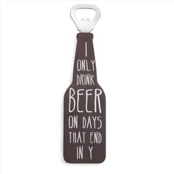 Pavilion Man Crafted Brown Metal/Wood Manual Drink Beer Days That End in Y Bottle Opener Magnet