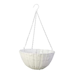 Panacea 9 in. H X 14 in. D Resin Wicker Hanging Basket White