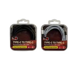 A.S.K Type C to Type C Cable 3 ft. Black/Silver