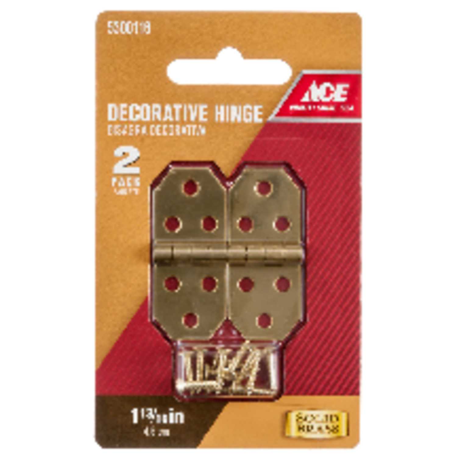 Ace 3/4 in. W x 113/16 in. L Polished Brass Brass Decorative Hinge 2