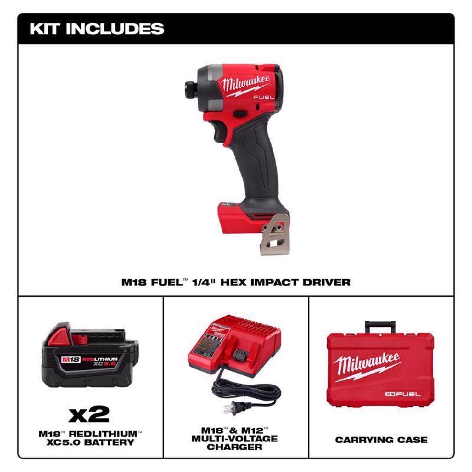 MILWAUKEE - ATORNILLADOR DE IMPACTO M18 FUEL SURGE SIN ESCOBILLAS 1/4 -  M18FQID-0 - 4933451792