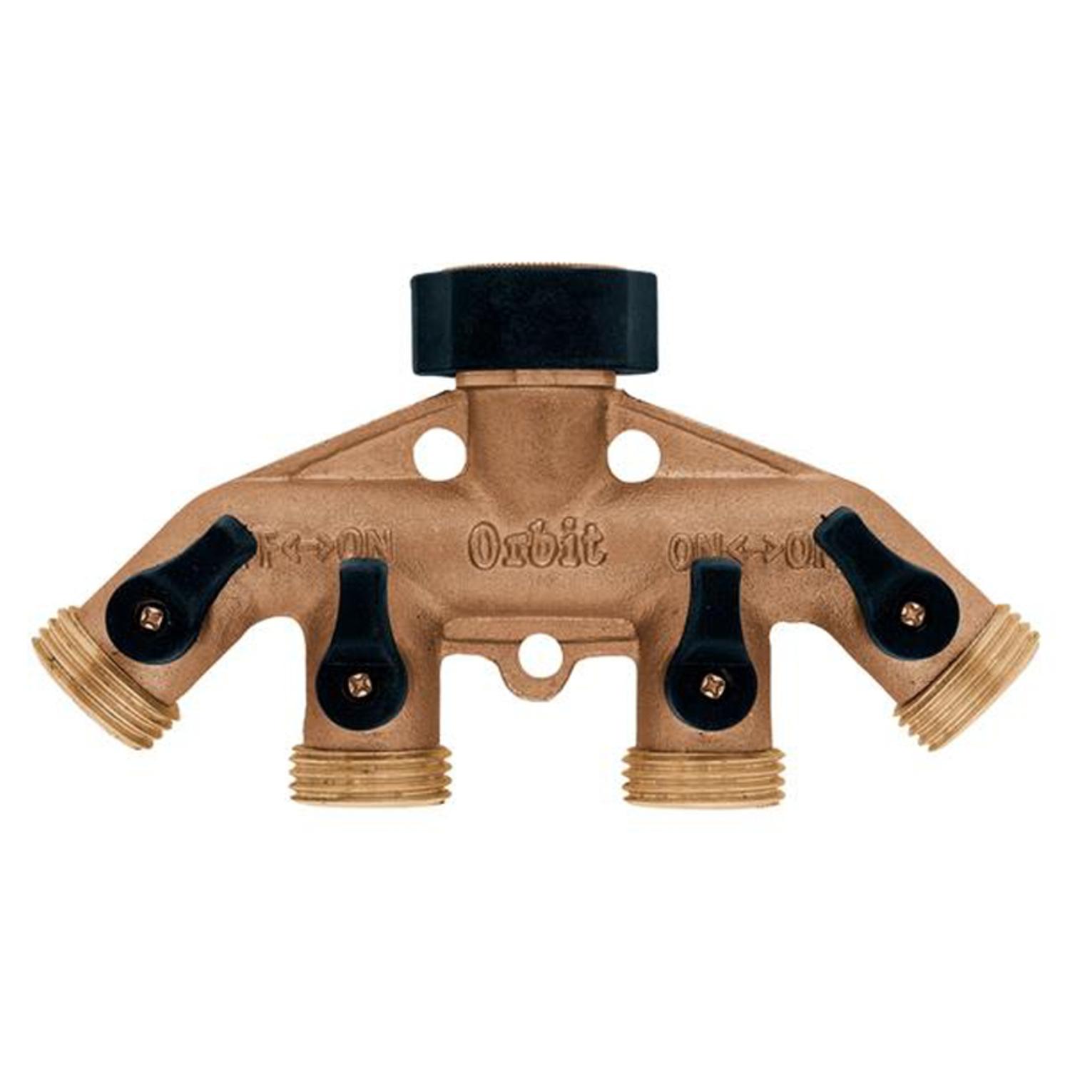 Orbit Pro Flo 3/4 in. Metal Threaded Female/Male Garden Hose Manifold Orbit Pro Flo 3/4 in. Metal Threaded Female/Male Garden Hose Manifold