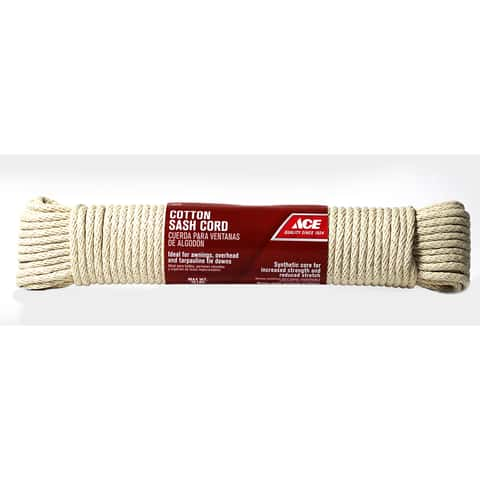 Ace 1/4 in. D X 100 ft. L White Solid Braided Cotton Cord - Ace Hardware