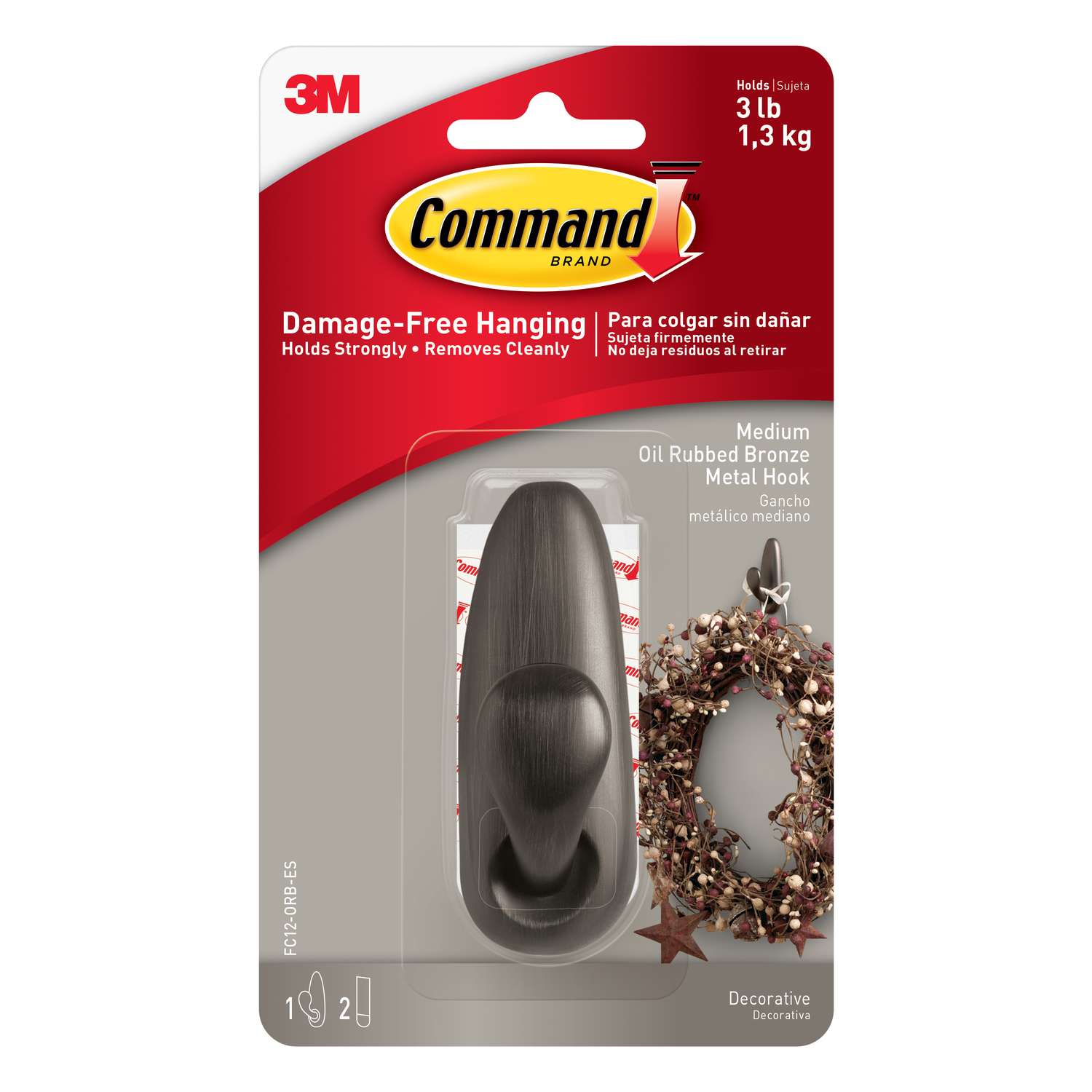 3M Command 4-1/8 in. L Oil Rubbed Bronze Metal Large Forever Classic Coat/Hat  Hook 5 lb. cap. 1 pk - Ace Hardware
