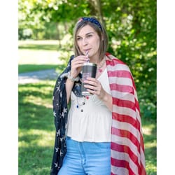 Camco Life is Better at the Campsite 20 oz U.S. Flag Print Charcoal BPA Free Insulated Tumbler with