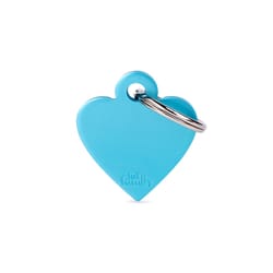 MyFamily Basic Light Blue Heart Metal Dog Pet Tags Small