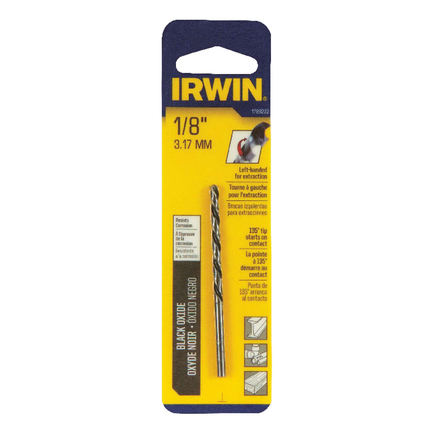 Irwin 1 8 In X 2 3 4 In L High Speed Steel Left Hand Drill Bit 1 Pc Ace Hardware