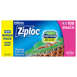 Ziploc Grip 'n Seal Technology Clear Snack Bag 108 pk