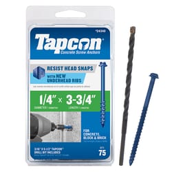 Tapcon 1/4 in. D X 3-3/4 in. L Steel Hex Head Concrete Screw Anchor 75 pk