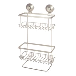 Matte black two-tier over door shower caddy