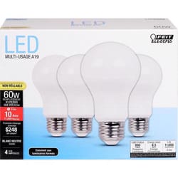 Feit A19 E26 (Medium) LED Bulb Neutral White 60 Watt Equivalence 4 pk