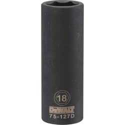 DeWalt 18 mm X 1/2 in. drive Metric 6 Point Deep Impact Socket 1 pc