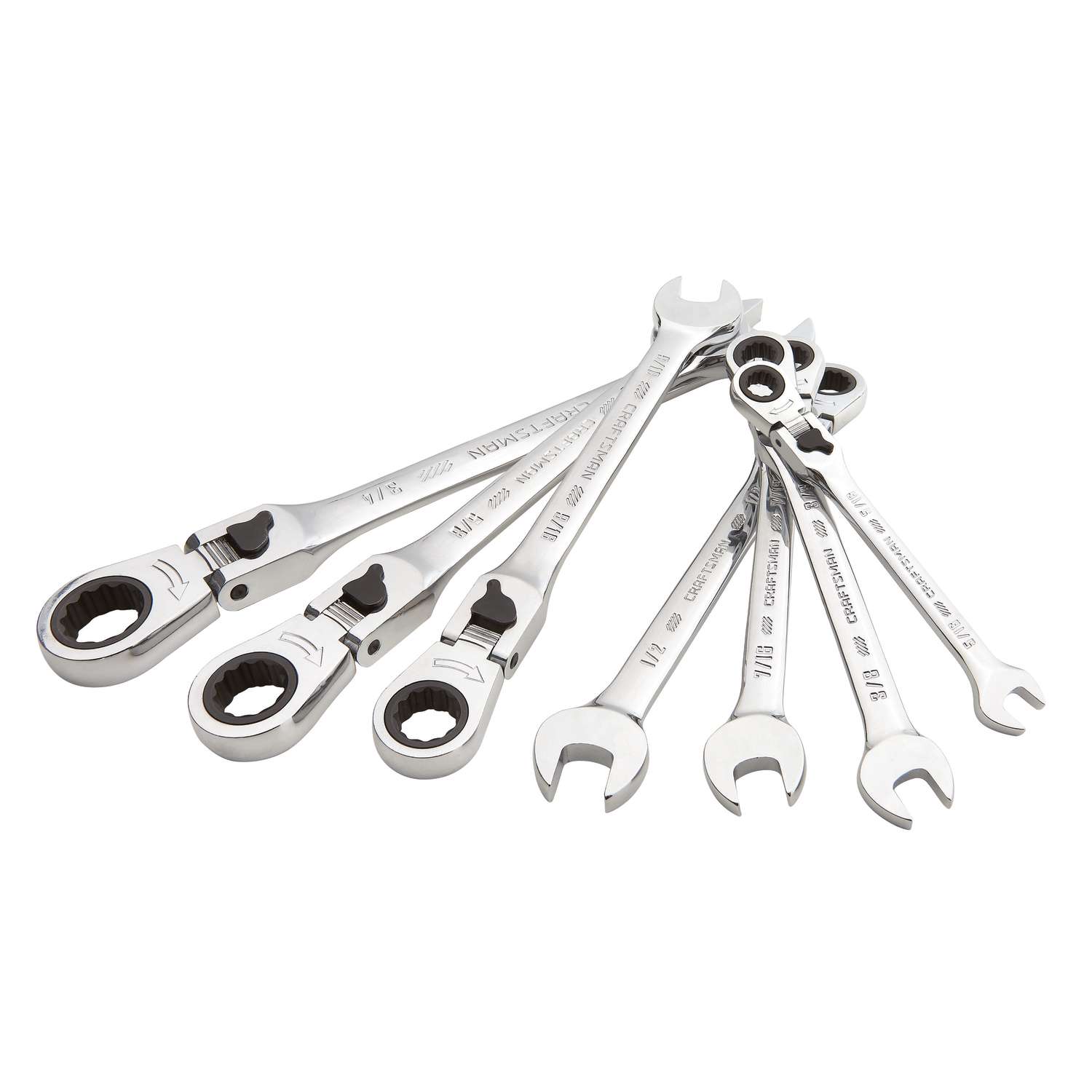 Craftsman Sae Reversible Ratcheting Flex Head Combination Wrench Set 7