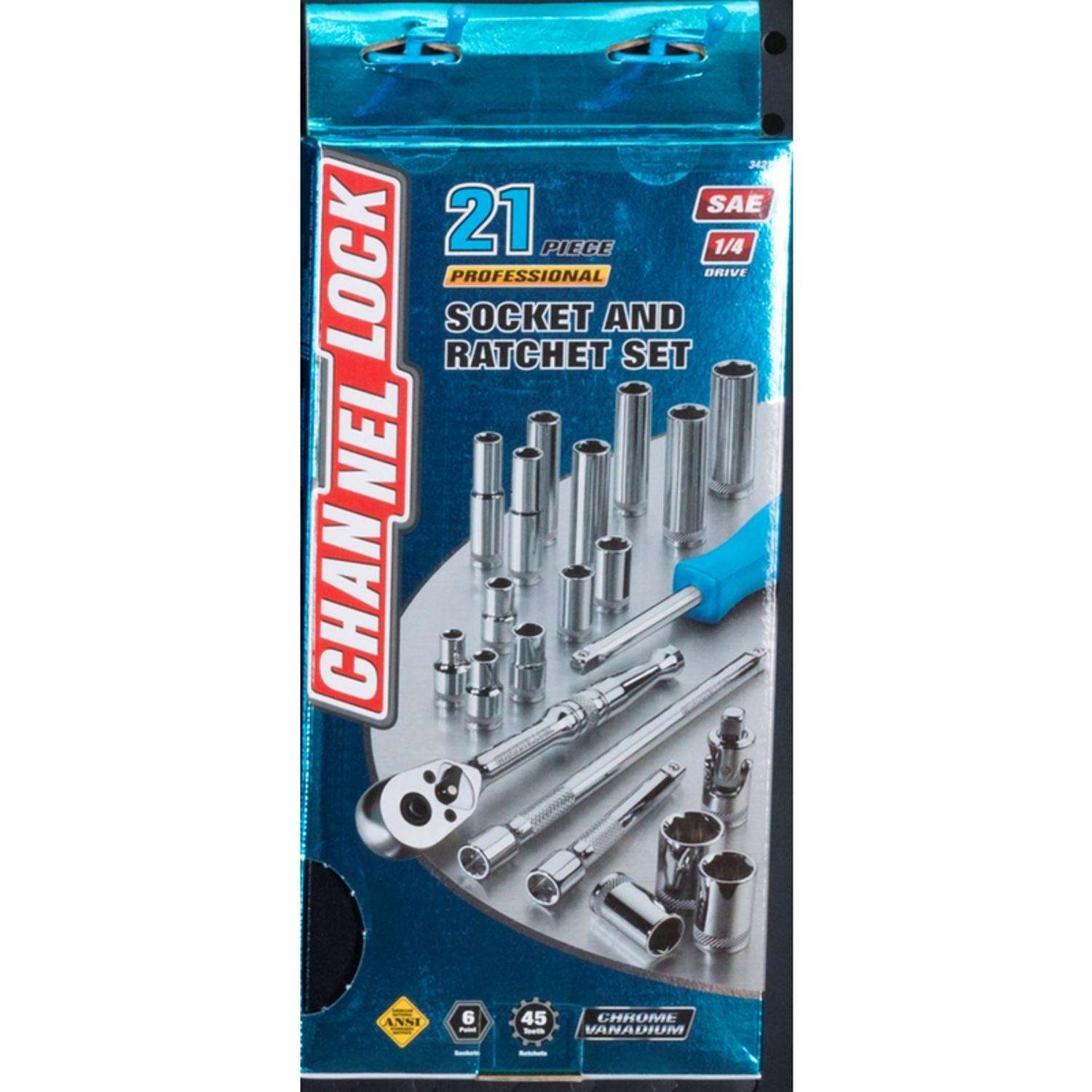 Channellock 1/4 in. drive SAE Socket and Ratchet Set 21 pc Ace Hardware