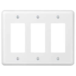 Amerelle Devon White 3 gang Stamped Steel Decorator Wall Plate 1 pk