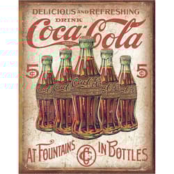 Desperate Enterprises Coca Cola Coke - 5 Bottles Retro Sign Tin 1 pk
