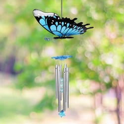 WindyWings Multicolored Plastic 24 in. H X 11 in. L X 9.5 in. W Butterfly Blue Wind Chime