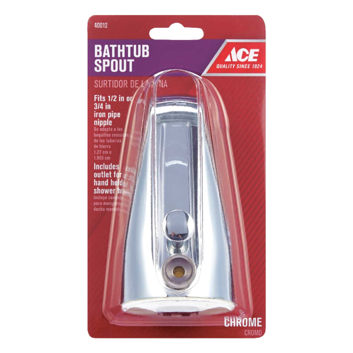 Ace Bathtub Diverter Spout n/a Chrome Plated Finish Metal Material Ace Hardware