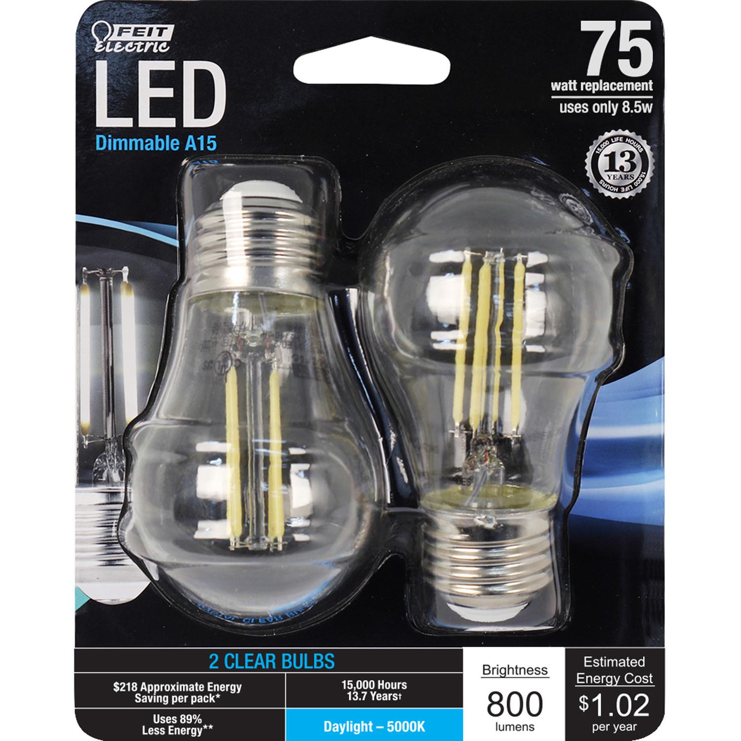 Feit Electric A15 E26 (Medium) Filament LED Bulb Daylight 75 Watt ...