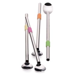 RSVP International Endurance Silver Silicone/Stainless Steel Spoon Straws