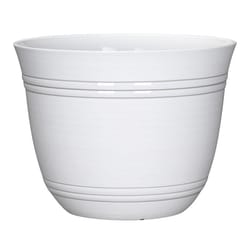 L&G Solutions 11 in. H X 14.5 in. W X 14.5 in. D X 14.5 in. D Polyresin Galileo Planter White