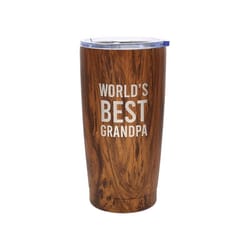 Pavilion Man Made 20 oz Wood Grain BPA Free World's Best Grandpa Travel Mug