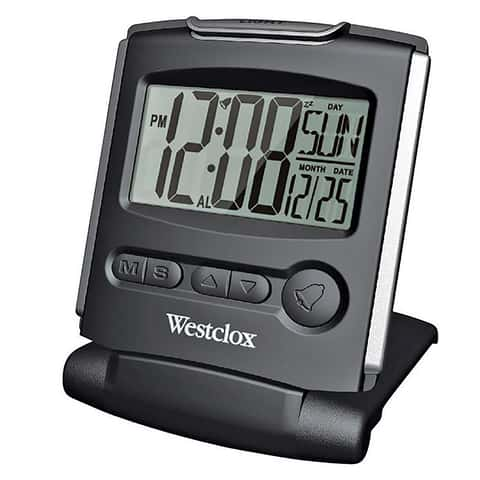 Westclox Black Digital Alarm Clock with Day/Date Display and LED Backlight