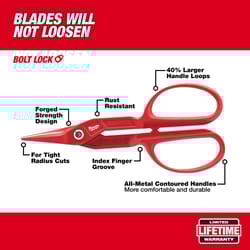 Milwaukee 10 in. Forged Alloy Steel Duckbill Tinner Snips 24 Ga. 1 pk