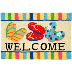 Jellybean 20 in. W X 30 in. L Multi-Color Flip Flop Welcome Polyester Accent Rug