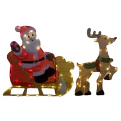 Gemmy Flat-tastic LED 3 ft. Santa in Sleigh with Deer Yard Decor